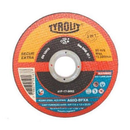 DISCO DE CORTE FINO PREMIUM SECUR EXTRA A46Q-BFXA ( 2 TELAS ) 115MM ( 4 1/2″ ) TYROLIT